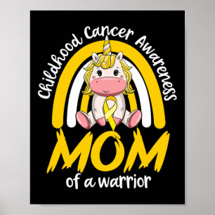 Magical Unicorn Proud Mom Of Childhood Cancer Ribb Poster
