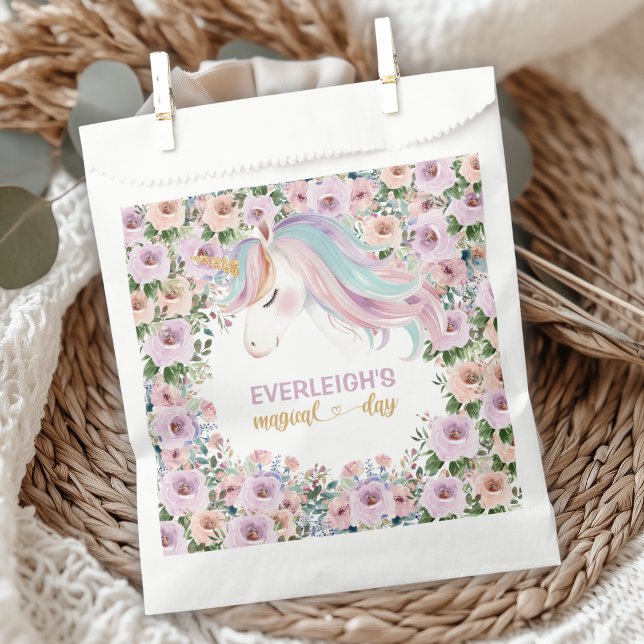 Magical Unicorn Purple Flower birthday Favor Bag (Creator Uploaded)