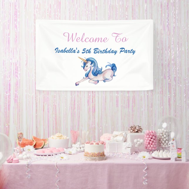 Magical Unicorn Rainbow 5th Birthday Party Banner (Party)