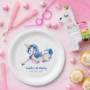 Magical Unicorn Rainbow 5th Birthday Party Paper Plates