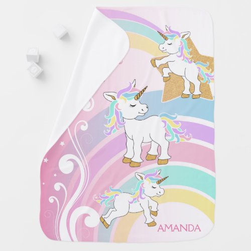 Magical Unicorn Rainbow  Baby Blanket