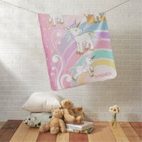 Bedtime Originals Rainbow Unicorn Pink/Purple/White Stars Fleece Baby  Blanket