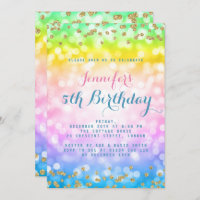 Magical Unicorn Rainbow Baby Kids Birthday Party Invitation