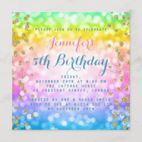 Magical Unicorn Rainbow Baby Kids Birthday Party Invitation