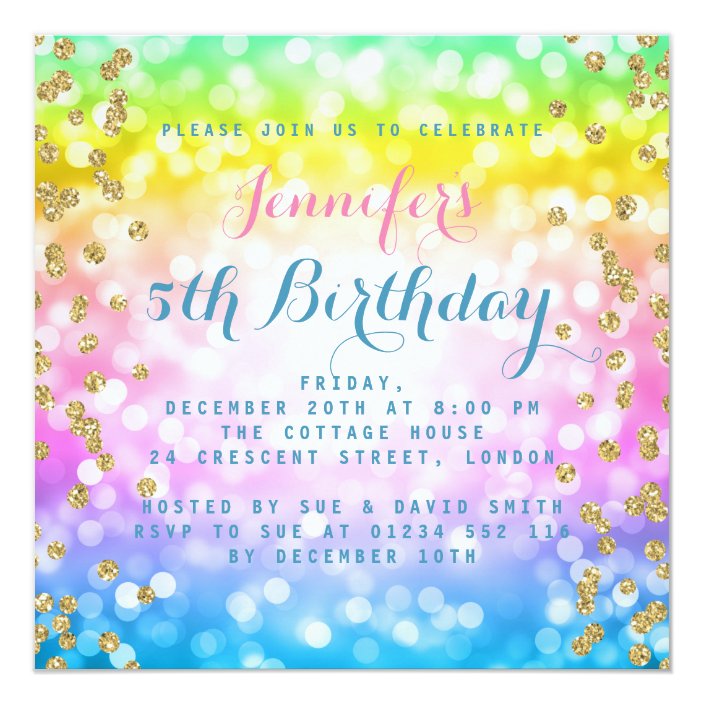 Magical Unicorn Rainbow Baby Kids Birthday Party Invitation Zazzle Com