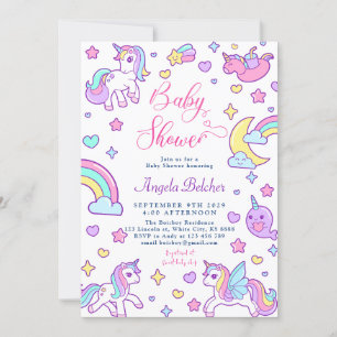 Magical Unicorn Rainbow Baby Shower Invitation