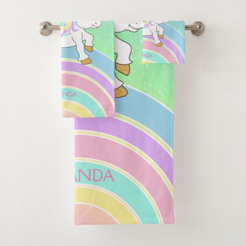 Magical Unicorn Rainbow Bath Towel Set