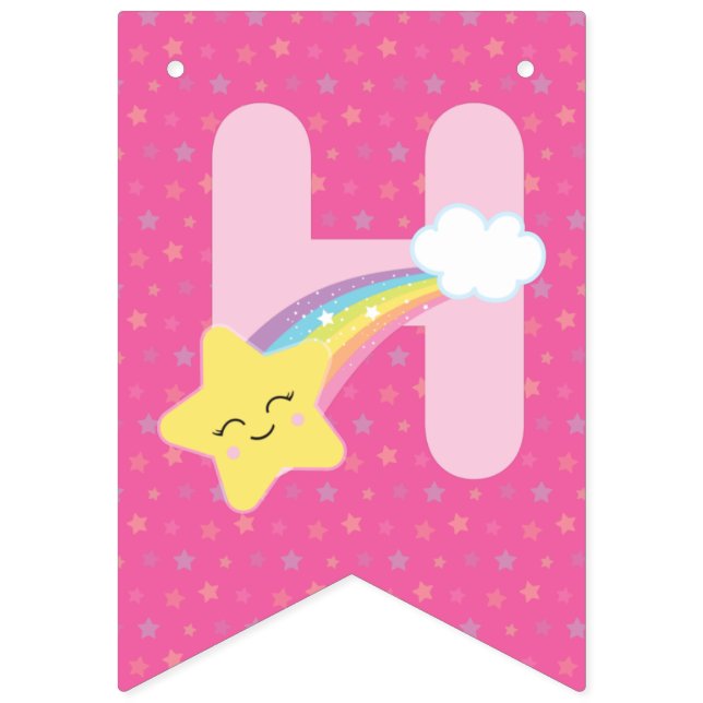 Magical Unicorn Rainbow  Birthday bunting banner (Second Flag)