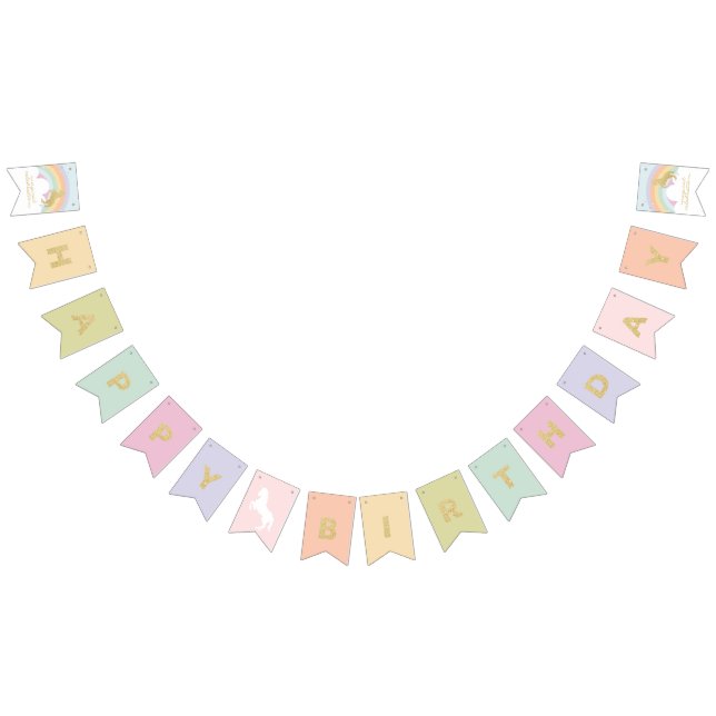 Magical Unicorn Rainbow Birthday Bunting Flags (All)