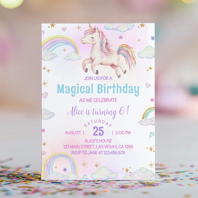 Magical Unicorn Rainbow Birthday Invitation (Creator Uploaded)