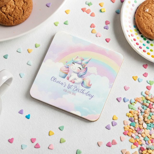 Magical Unicorn Rainbow Birthday Party Coaster (Creator Uploaded)