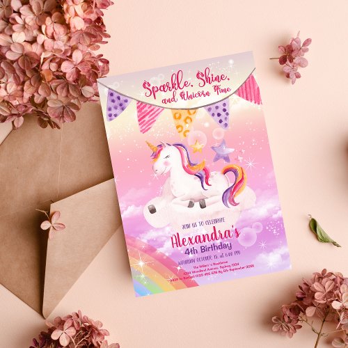 Magical Unicorn Rainbow Birthday Party Invitation