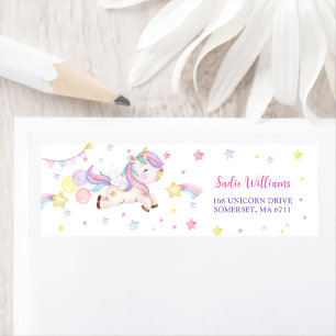Magical Unicorn Rainbow Birthday Party Label