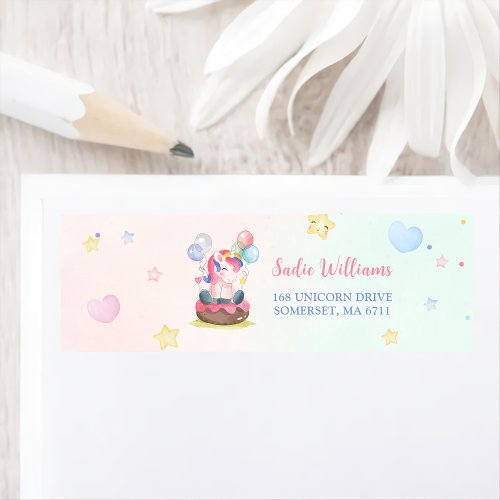 Magical Unicorn Rainbow Birthday Party Label