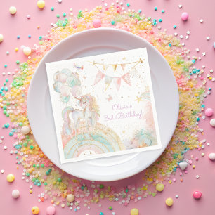 Magical Unicorn Rainbow Birthday Party Napkins