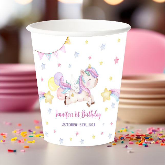 Magical Unicorn Rainbow Birthday Party  Paper Cups (Creator Uploaded)