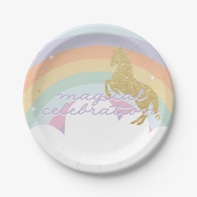 Magical Unicorn Rainbow Birthday Plate (Front)