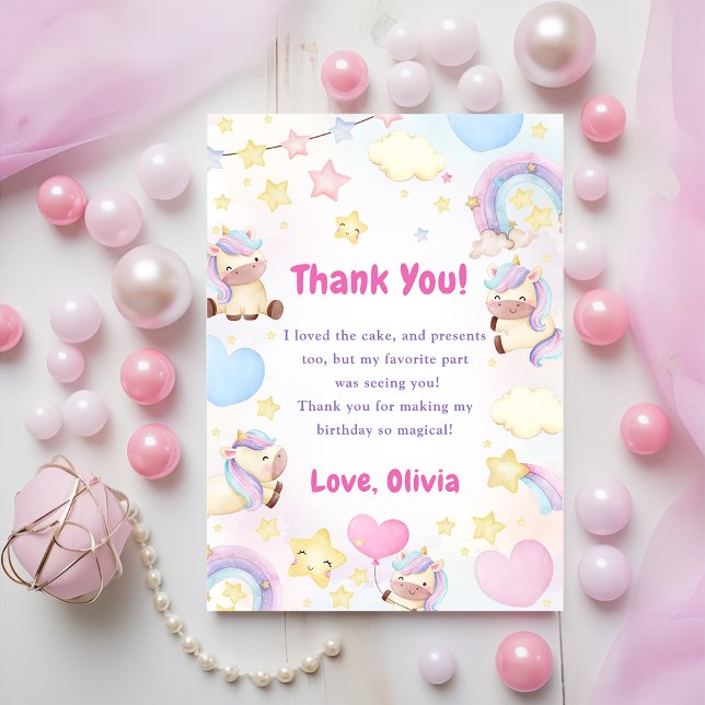Magical Unicorn Rainbow Birthday Thank You Card  (Creator Uploaded)