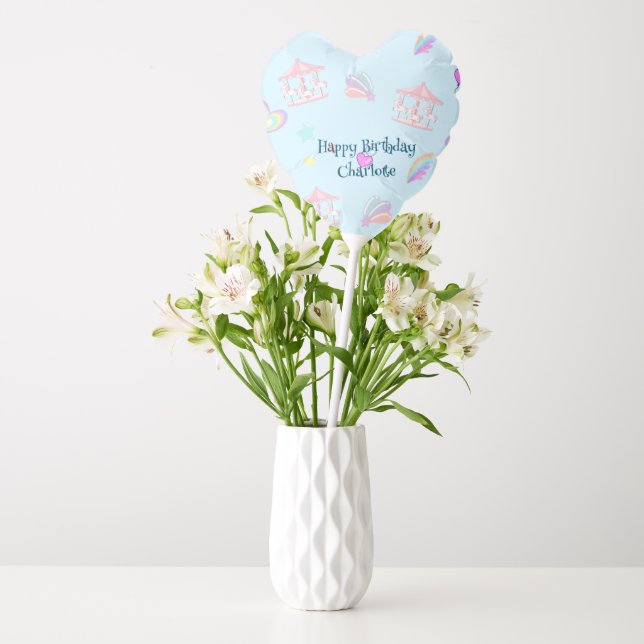Magical Unicorn rainbow carousel pattern birthday  Balloon (Vase)