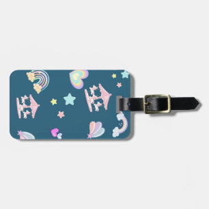 Magical Unicorn rainbow carousel pattern birthday Luggage Tag