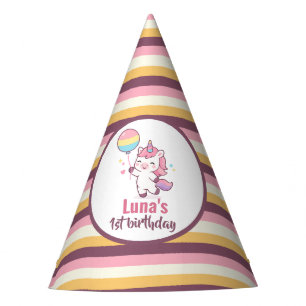 Magical Unicorn & Rainbow Girl 1st Birthday party Hat