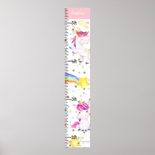 Magical Unicorn Rainbow Girl Growth Chart