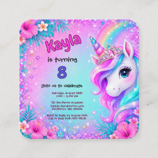 Magical Unicorn Rainbow Glitter Birthday Enclosure Card