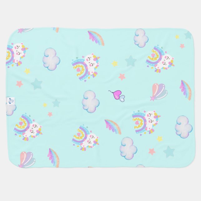 Magical Unicorn rainbow gradient  birthday party  Baby Blanket (Back Horizontal)