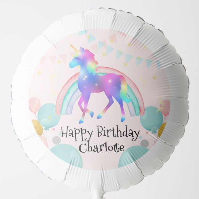 Magical Unicorn rainbow gradient  birthday party  Balloon (Front)