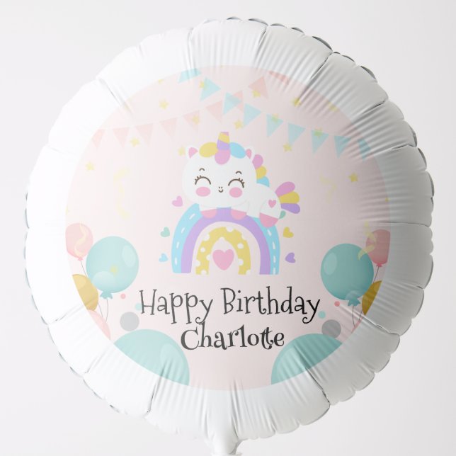 Magical Unicorn rainbow gradient  birthday party  Balloon (Front)