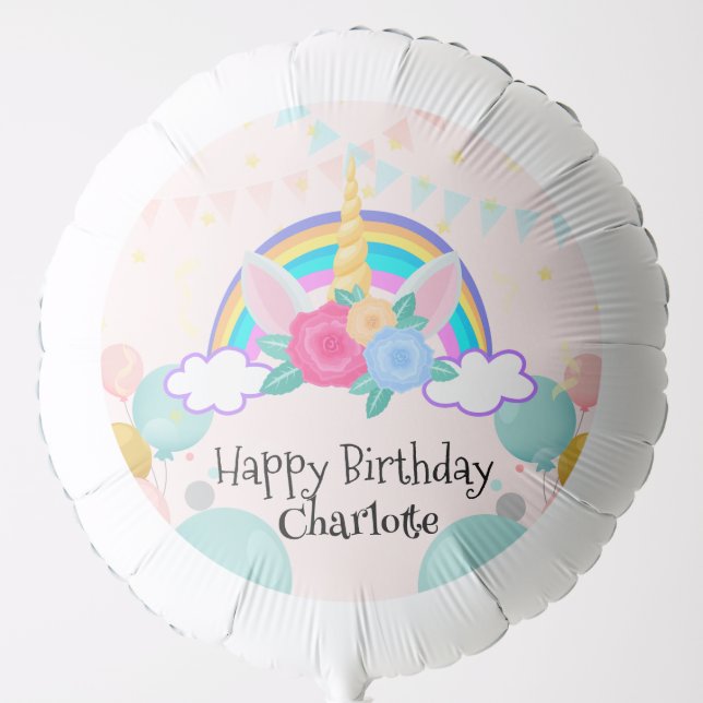 Magical Unicorn rainbow gradient  birthday party  Balloon (Front)