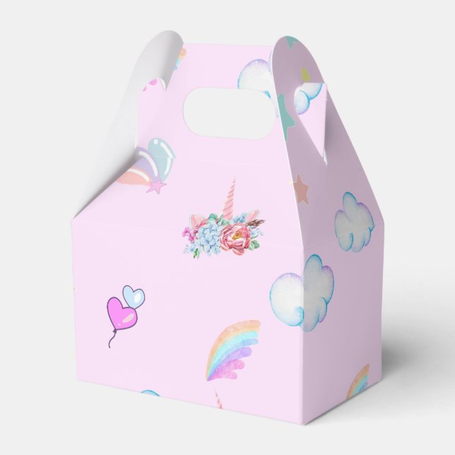 Magical Unicorn rainbow gradient  birthday party  Favor Boxes (Front Side)
