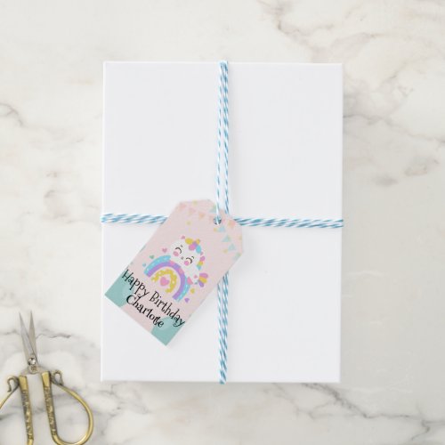 Magical Unicorn rainbow gradient  birthday party  Gift Tags