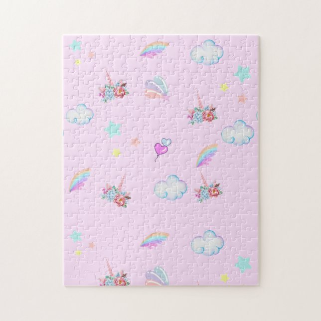 Magical Unicorn rainbow gradient  birthday party  Jigsaw Puzzle (Vertical)