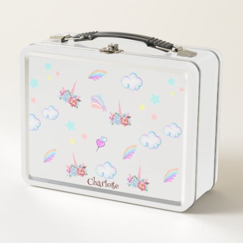 Magical Unicorn rainbow gradient  birthday party  Metal Lunch Box