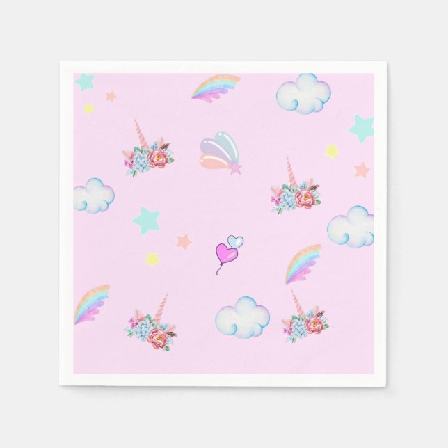 Magical Unicorn rainbow gradient  birthday party  Napkins (Front)