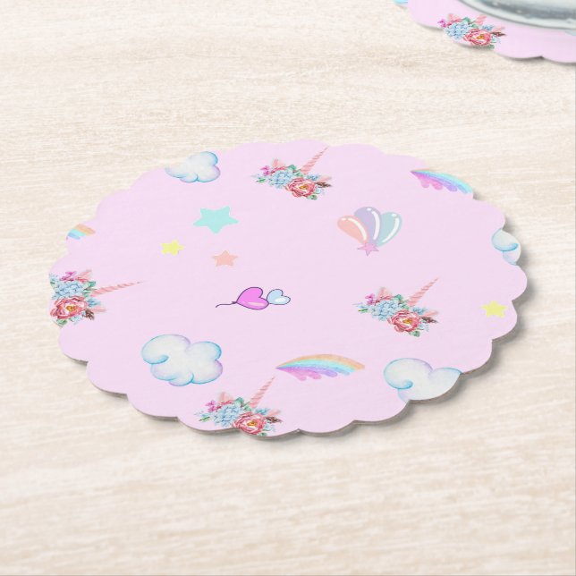 Magical Unicorn rainbow gradient  birthday party  Paper Coaster (Angled)