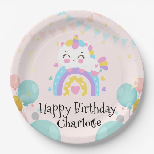 Magical Unicorn rainbow gradient  birthday party  Paper Plates