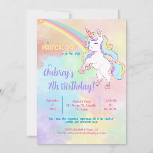 Magical Unicorn Rainbow invitation