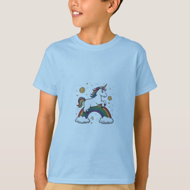 "Magical Unicorn Rainbow Jump T-Shirt" T-Shirt (Front)