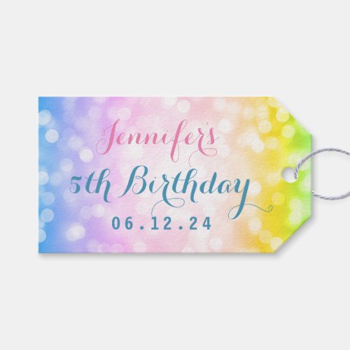 Magical Unicorn Rainbow Kids Birthday Party Gift Tags