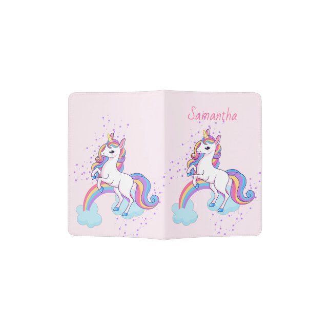 Magical Unicorn Rainbow  Passport Holder (Opened)