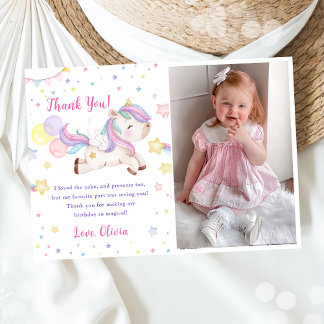 Magical Unicorn Rainbow Photo Thank You Card