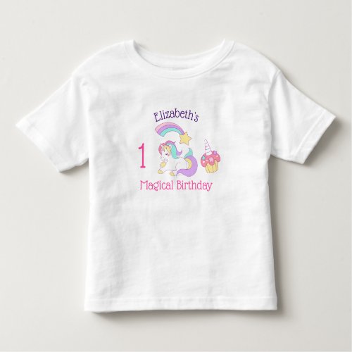 Magical Unicorn Rainbow Shooting Star  Cupcake Toddler T_shirt