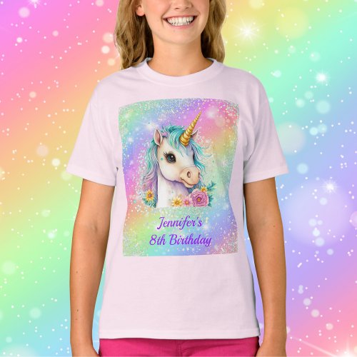 Magical Unicorn Rainbow Sparkle Birthday T_Shirt
