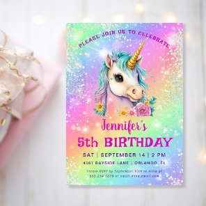 Magical Unicorn Rainbow Sparkles Birthday Invitation