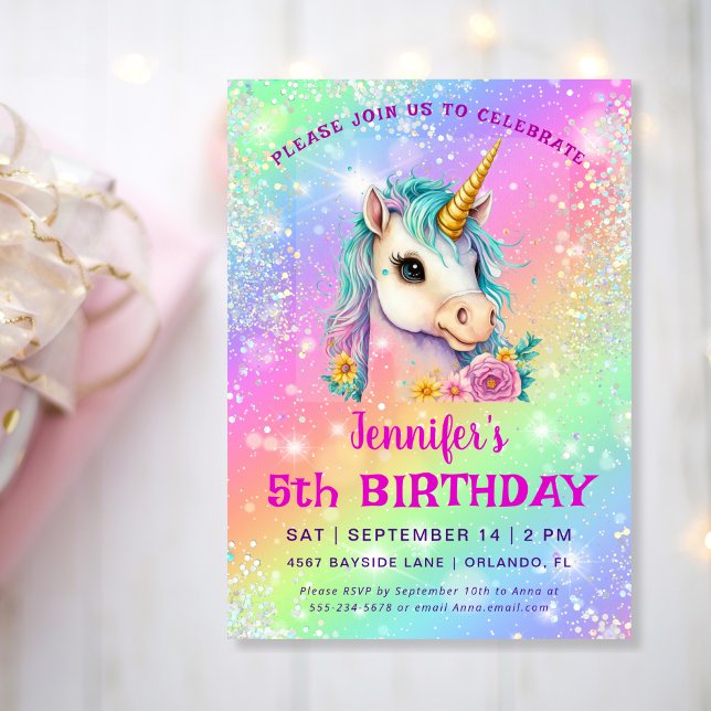 Magical Unicorn Rainbow Sparkles Birthday Invitation (Creator Uploaded)