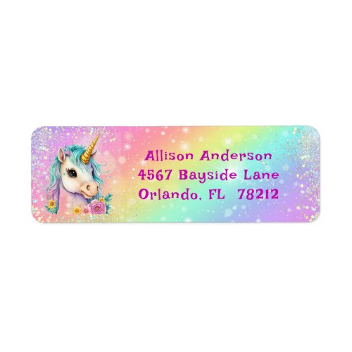 Magical Unicorn Rainbow Sparkles Birthday Label
