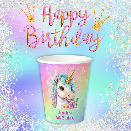 Magical Unicorn Rainbow Sparkles Birthday Paper Cups