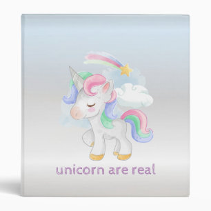 Magical Unicorn Rainbow Star Silver 3 Ring Binder